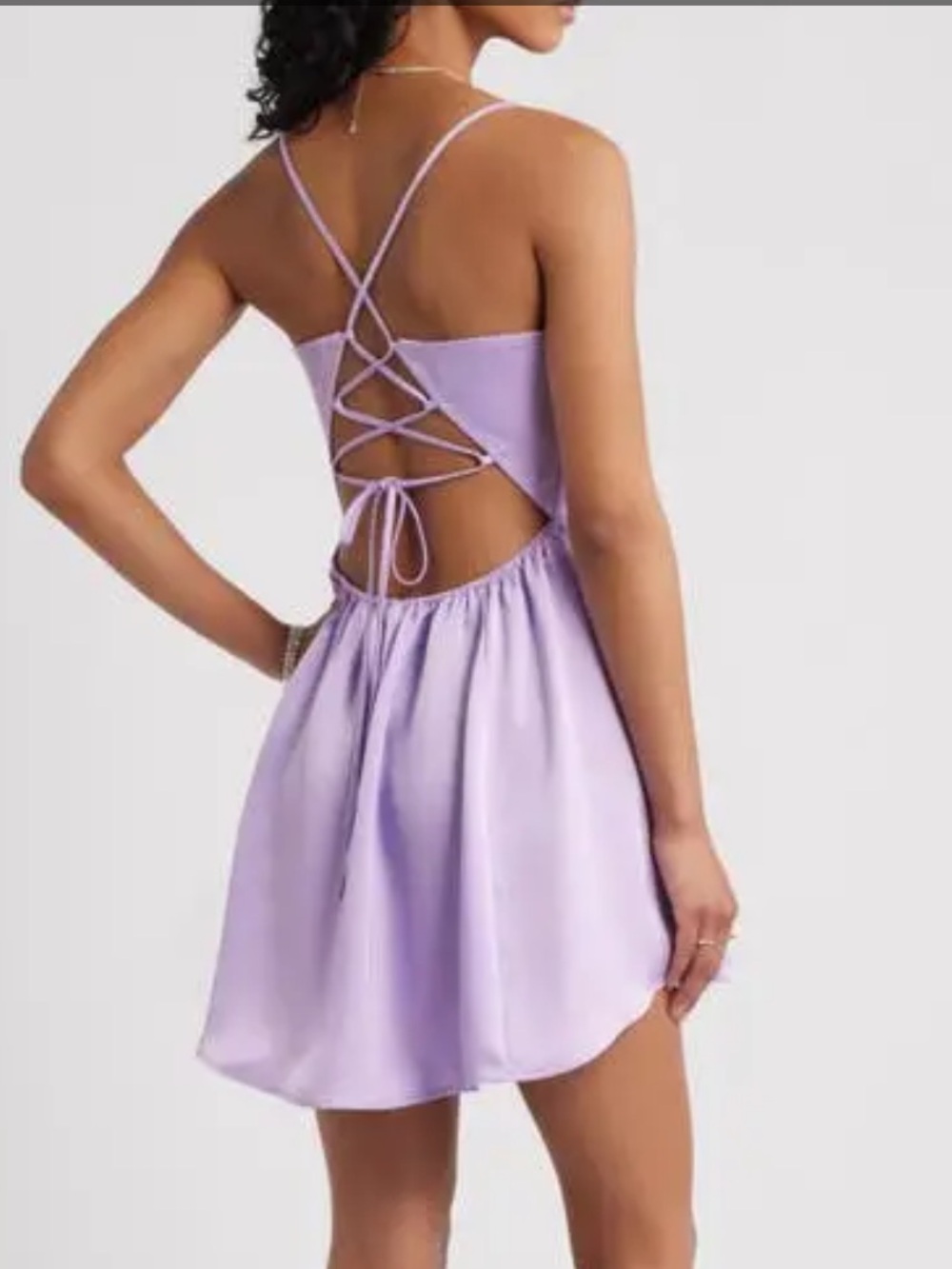 NWT BP Satin Lace Up Minidress in Lilac Purple XXS - Picture 7 of 10